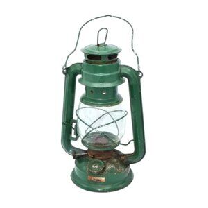 Vintage Small Kerosene Oil Lamp Green Railroad Lantern